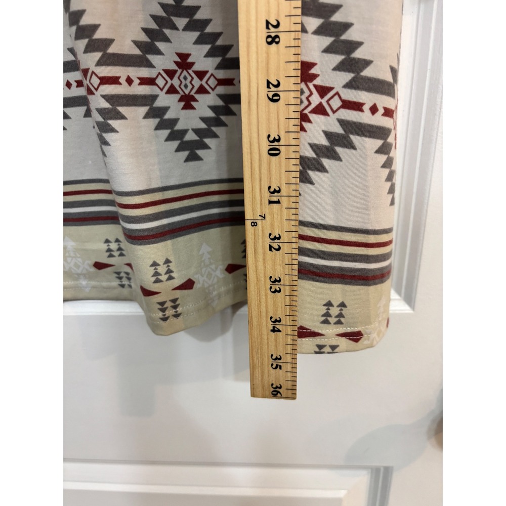 Simply Southern Southwestern Ruffle Sleeve Dress Cream Gray Red Large Boho - Picture 5 of 8